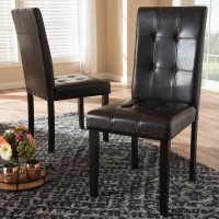 Baxton Studio RH5991C-Dark Brown-DC Avery Modern and Contemporary Dark Brown Faux Leather Upholstered Dining Chair (Set of 2)